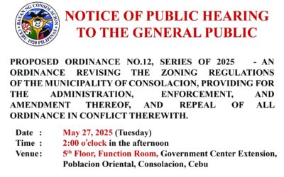 NOTICE OF PUBLIC HEARING ON PROPOSED ORDINANCE (May 27, 2025) 2PM – 5th Floor, Function Room