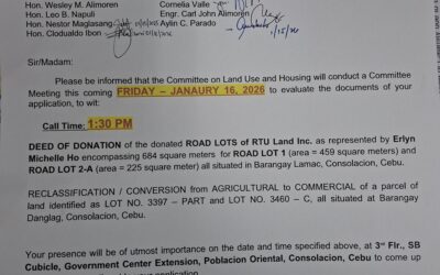 COMMITTEE MEETING ON LAND USE (Jan. 16, 2026) 1:30PM – 3rd Floor, SB Cubicle