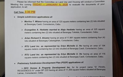 COMMITTEE MEETING ON LAND USE (Jan. 9, 2026) 3:30PM – 3rd Floor, SB Cubicle
