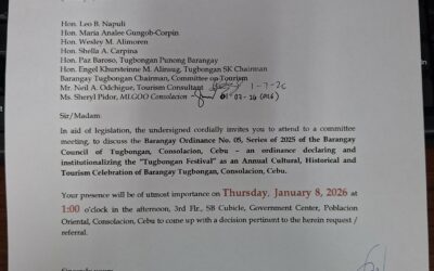 COMMITTEE MEETING ON TOURISM (Jan. 8, 2026) 1:00PM – 3rd Floor, SB Cubicle